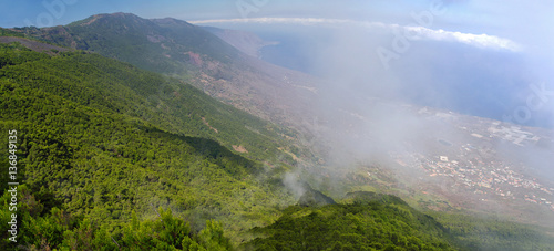 El Hierro - View down into the El Golfo valley from Mirador de Jinama and the Mirador de Izique on El Hierro  Canary Islands  Spain.