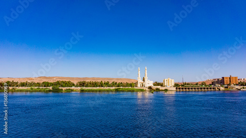 The El-Tabia Mosque in Aswan, Egypt. Egyptian Mosque Minarets. A
