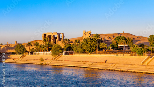 Kom Ombo temple, Egypt. temple at sunset on the Nile in Egypt photo
