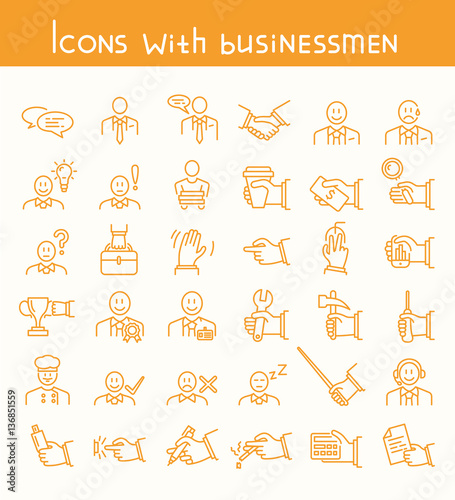 Icons with businessmen.