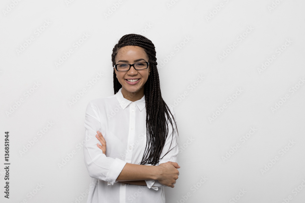 Young attractive African American woman wearing glasses