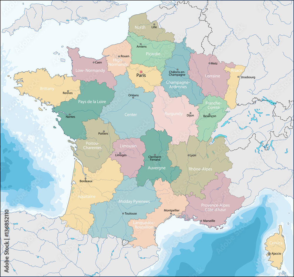 Fototapeta Mapa Republiki Francuskiej