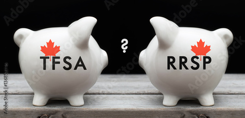 Financial concept depicting the choice between investing in TFSA or RRSP for Canadian photo