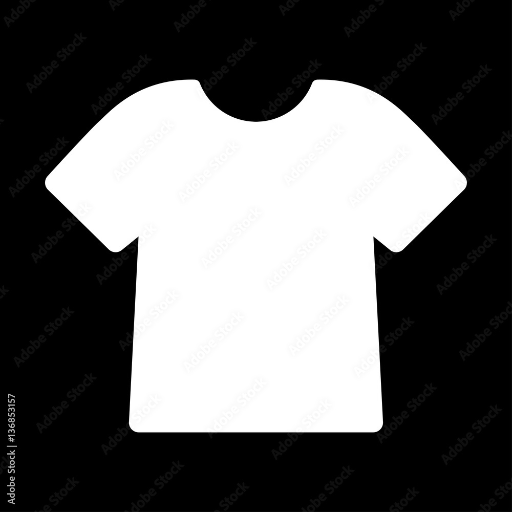 Icono plano camiseta blanca en fondo negro Stock Vector | Adobe Stock