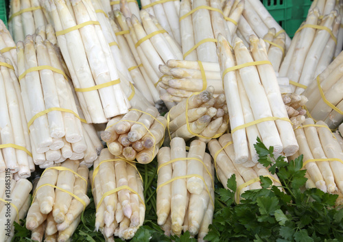 white asparagus for sale in the grocery store photo