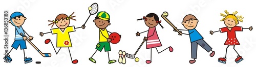 chidren and sports discipline, vector icon