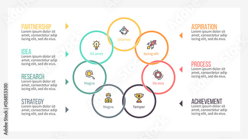 Pie chart. Presentation template with 7 steps, options.