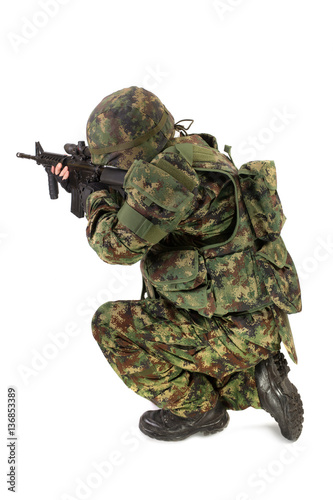 Soldier on white background