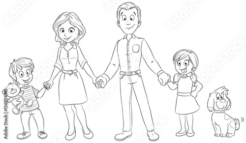 Eine glückliche Familie mit Hund Vektor-Illustration