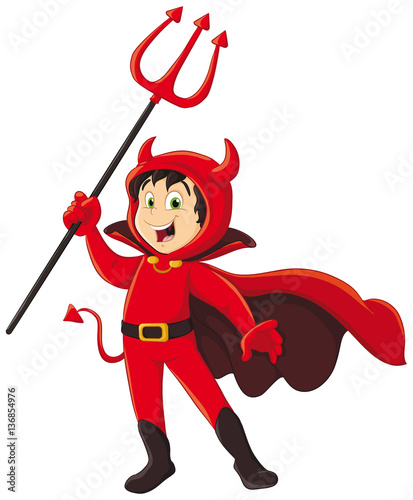 Junge verkleidet als Teufel Vektor-Illustration