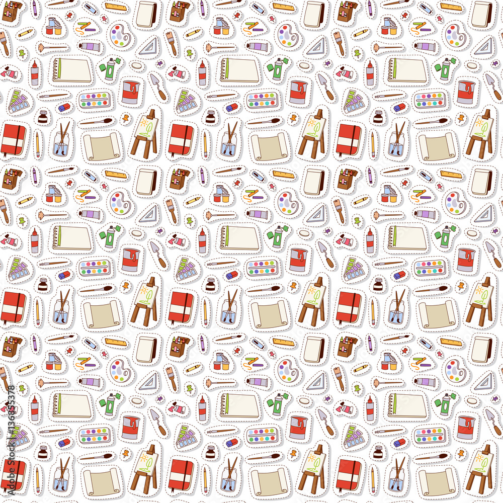 Art stickers seamless pattern vector Art stickers seamless pattern vector