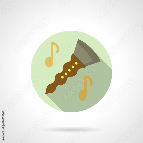 Music lessons. Clarinet flat round vector icon