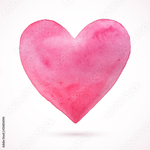 Vector watercolor heart. Painting of the heart. Valentines day. Vector greeting card. Wedding card. Mothers Day. Lovely card. Vector love heart.