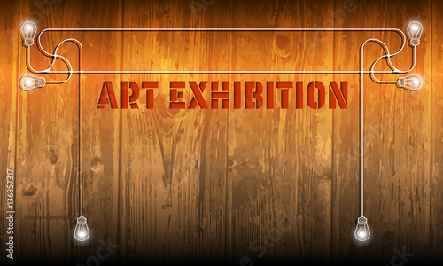 Vector abstract wooden background and theme of art exhibition
