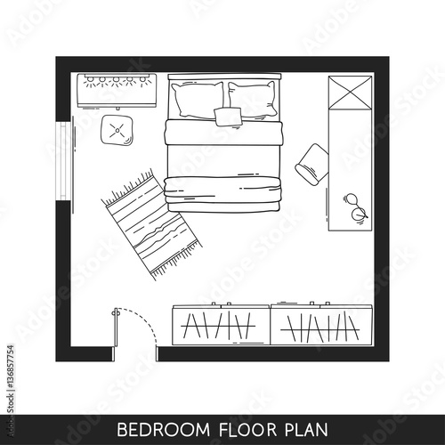 Architectural Plan with furniture in top view