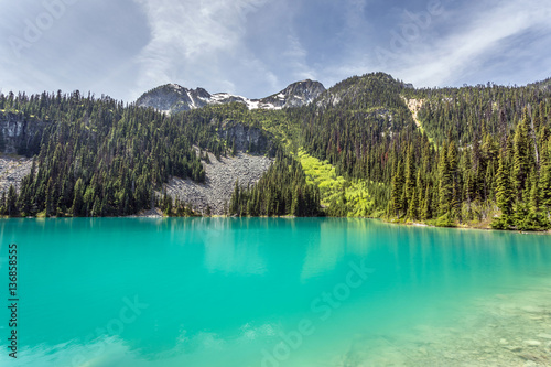 Turquoise water of Middle Joffre Lakes, BC, Canada
