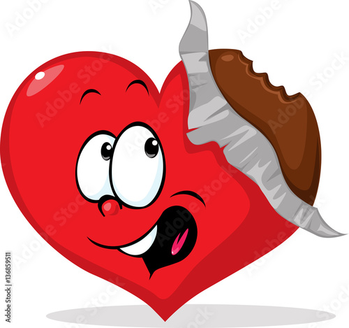 unpacked eaten chocolate heart - vector illustration