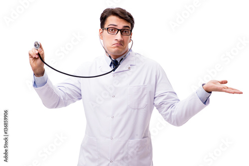 Young doctor isolated on white background