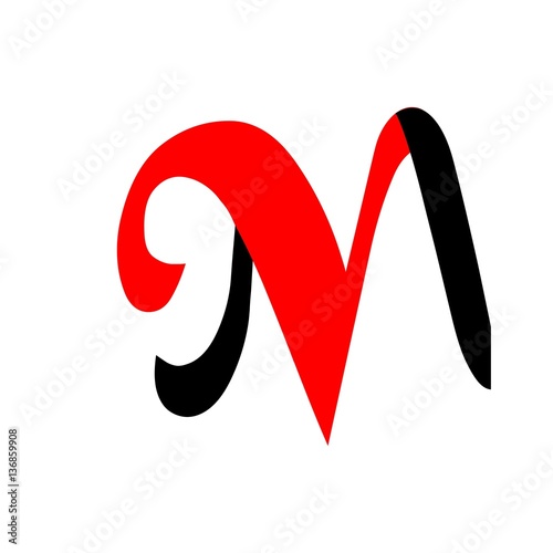 initial letter NM red and black color logo vector photo