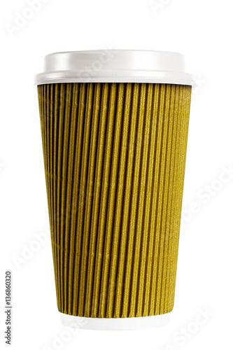 eco paper cup for coffee corrugated yellow.