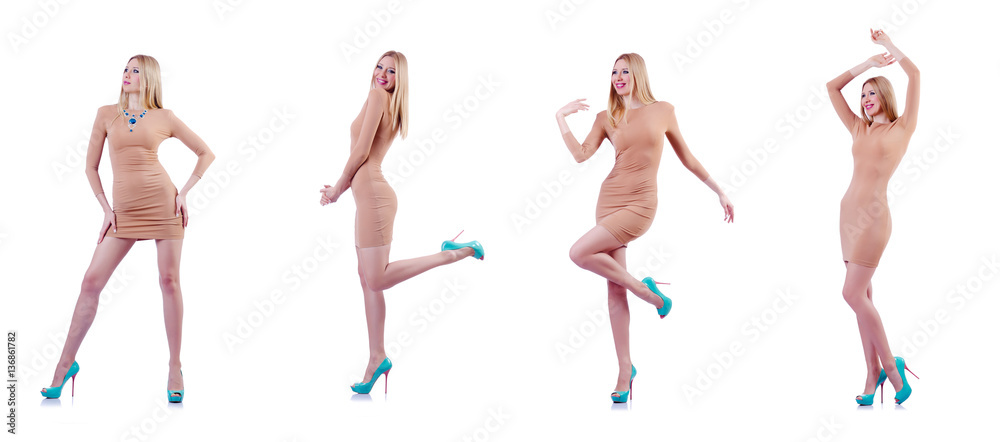 Tall attractive woman model on white Tall attractive woman model on white