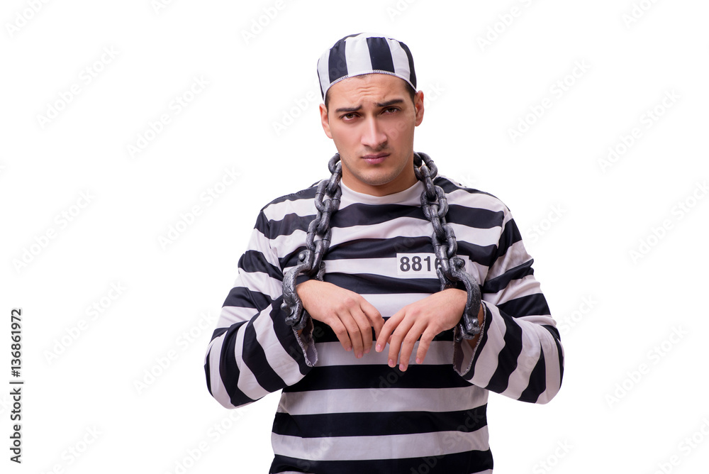 Man prisoner isolated on white background Man prisoner isolated on white background