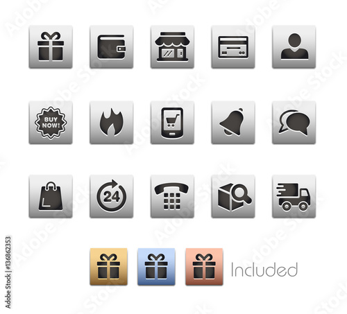 E-Shopping Icon set - The vector file includes 4 color versions for each icon in different layers.