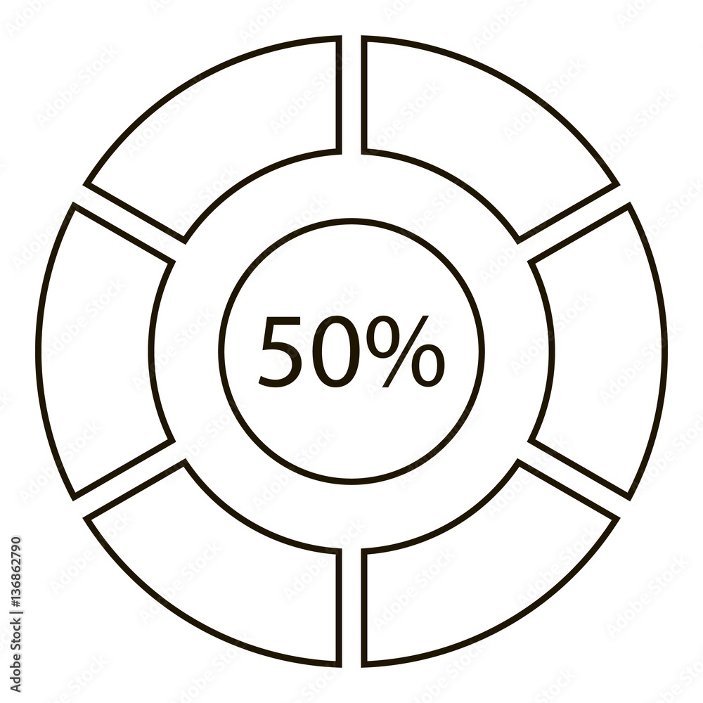 Fifty percents diagram infographics, outline style Fifty percents diagram infographics, outline style