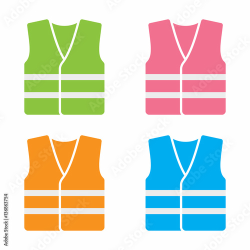 High visibility vest icon set