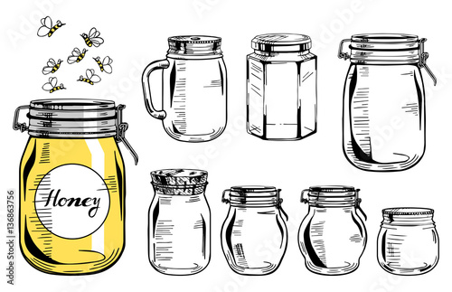 Canvas Print Glass jars set