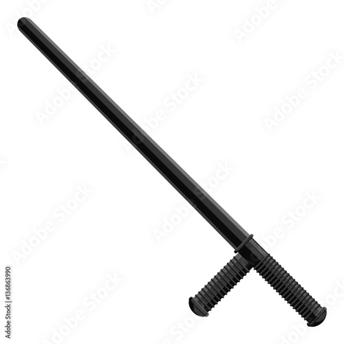 Long rubber baton icon, cartoon style