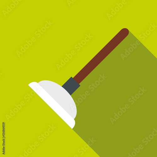 Toilet plunger icon, flat style photo