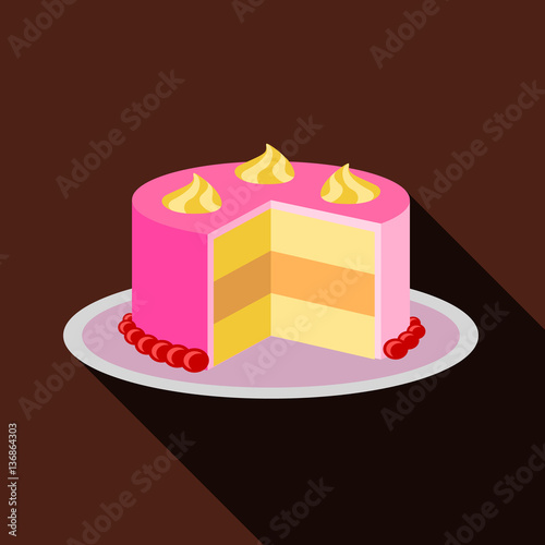 Cake icon, flat style