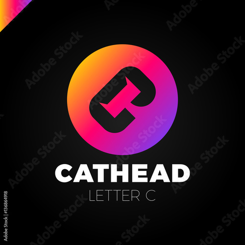 Free Download cat head negative shape on letter c logo - GFXLoad