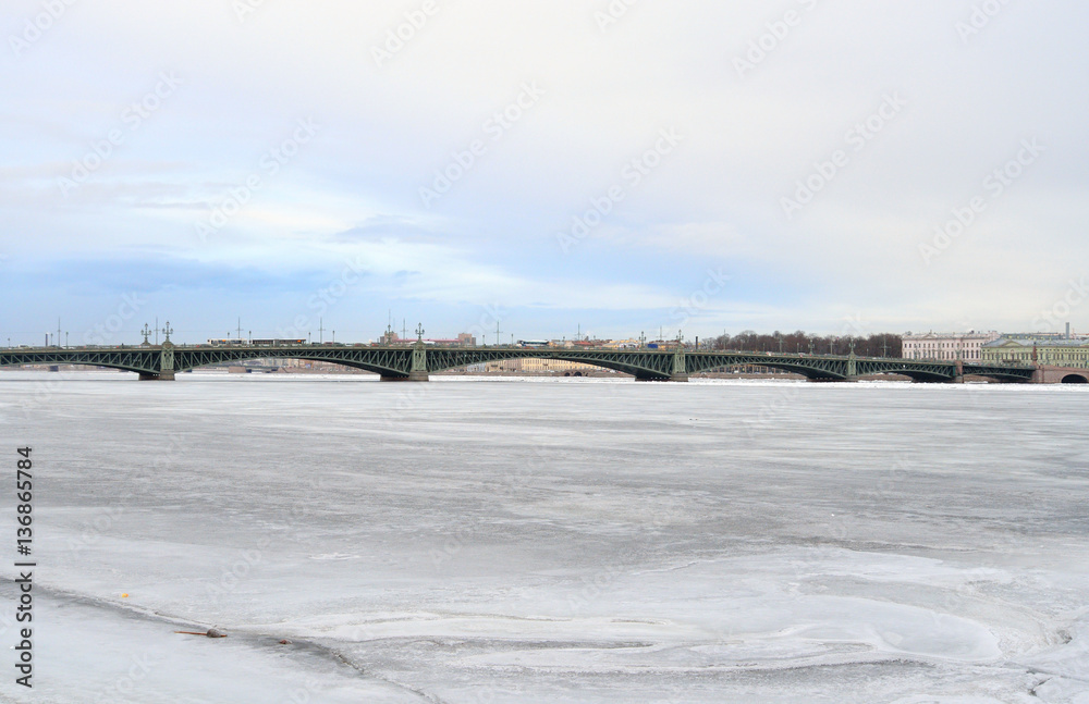 Trinity Bridge and Neva River.