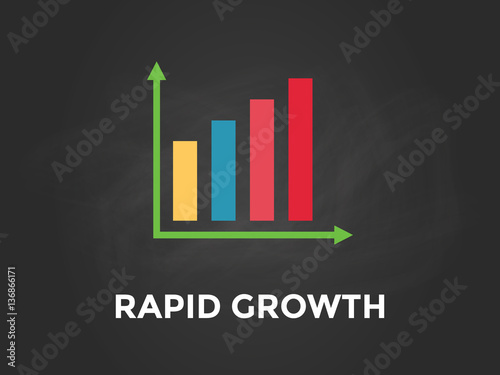 rapid growth chart illustration with colourful bar, white text and black background