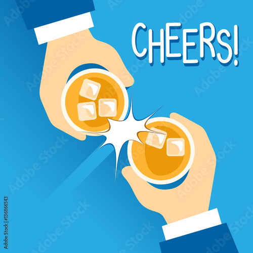 Vector Illustration Of Two Man Toasting Their Whiskeys