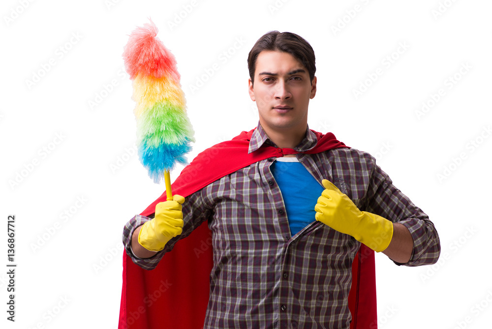Super hero cleaner isolated on white Super hero cleaner isolated on white