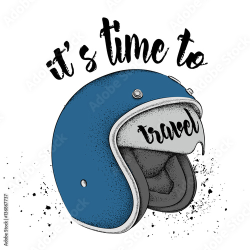 Motorcycle helmet. It's time to travel/ Vector illustration