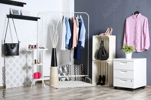 Fashionable clothes hanging...