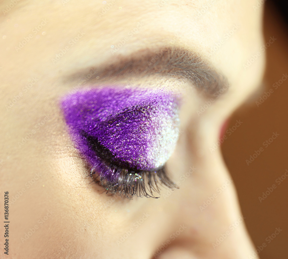 Female eye with fancy makeup, closeup Stock Photo