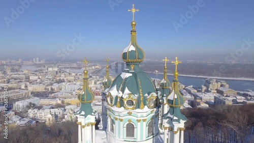 Saint Andrew's Church in Kiev on the Andriyivsky Descent was built in 1747-1754 and designed by the famous architect Bartolomeo Rastrelli, Ukraine. photo