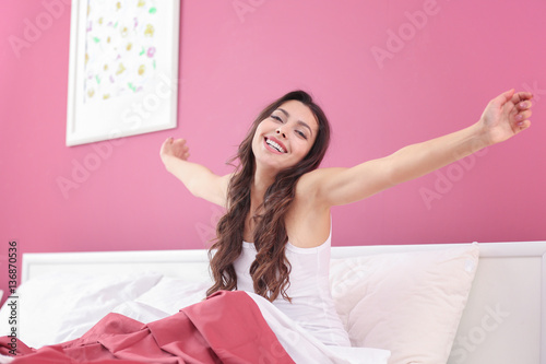 Morning of beautiful young ...
