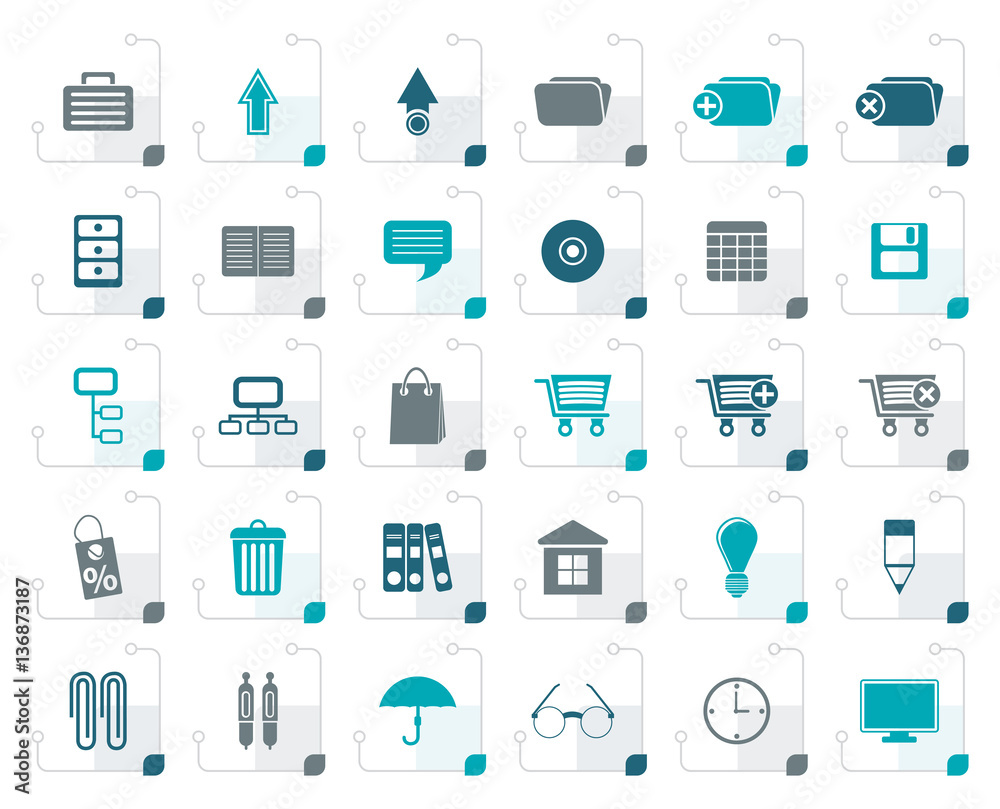 Stylized Business and office icons - vector icon set Stylized Business and office icons - vector icon set