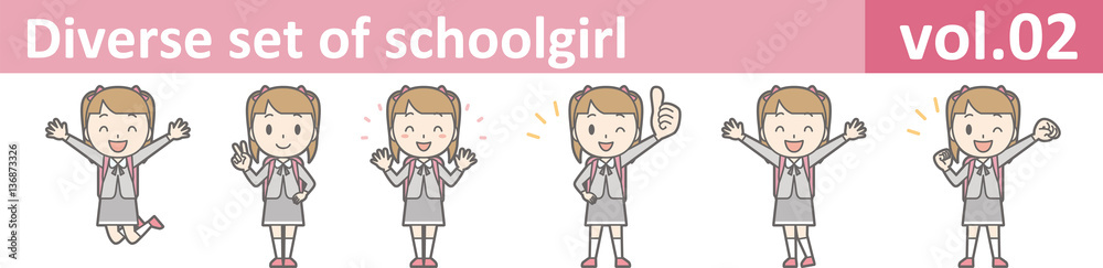 Diverse set of schoolgirl, EPS10 vol.02 Diverse set of schoolgirl, EPS10 vol.02