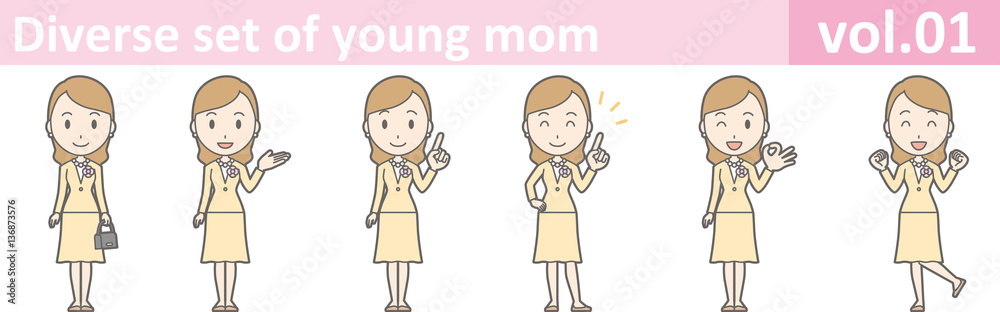 Diverse set of young mom, EPS10 vol.01 Diverse set of young mom, EPS10 vol.01