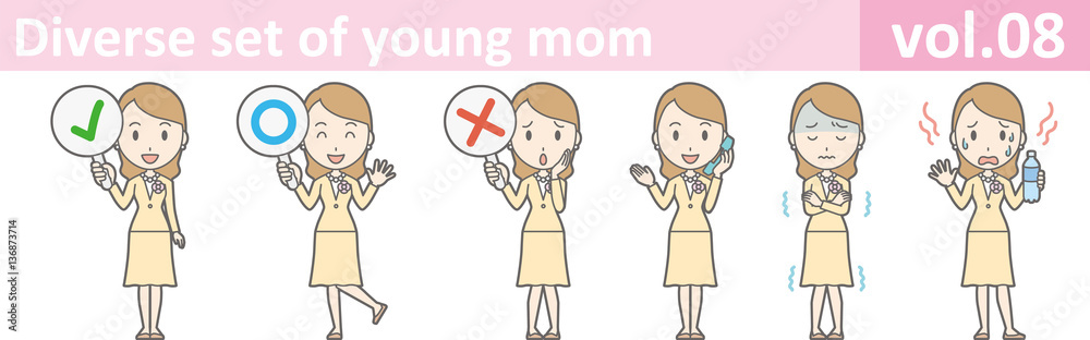 Diverse set of young mom, EPS10 vol.08 Diverse set of young mom, EPS10 vol.08