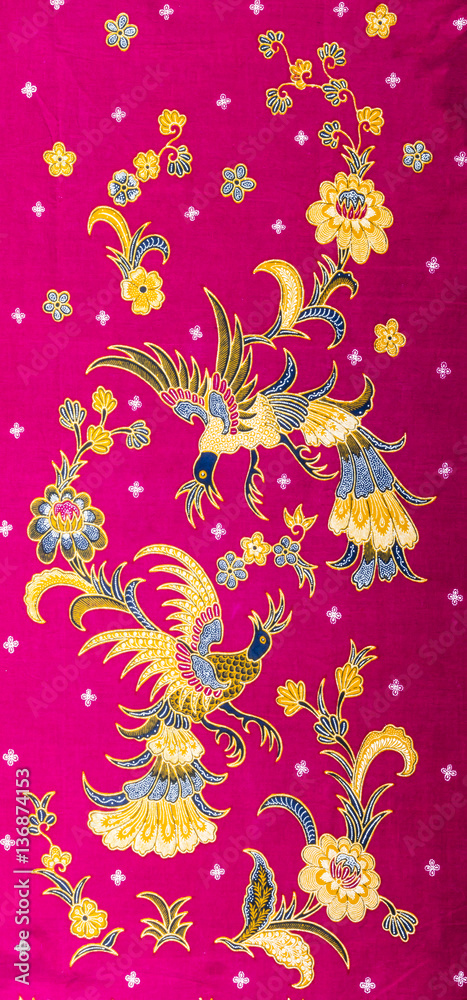 Beautiful pattern batik on red background
