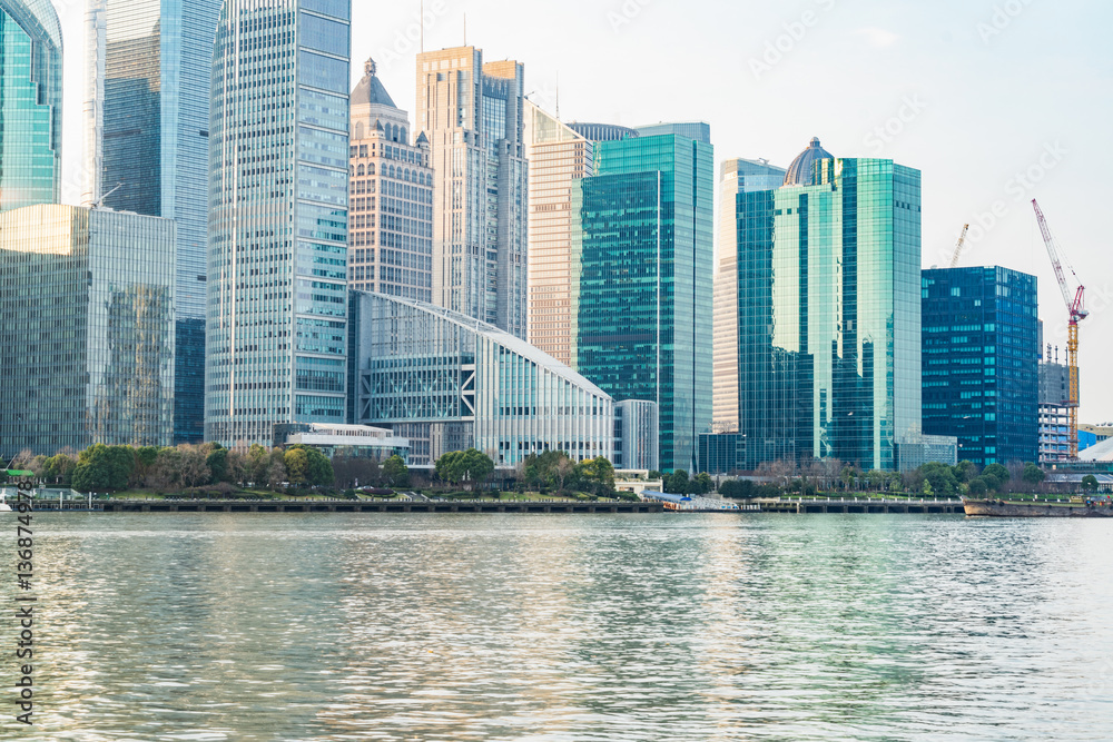 Fototapeta premium landmarks of Shanghai with Huangpu river in China.