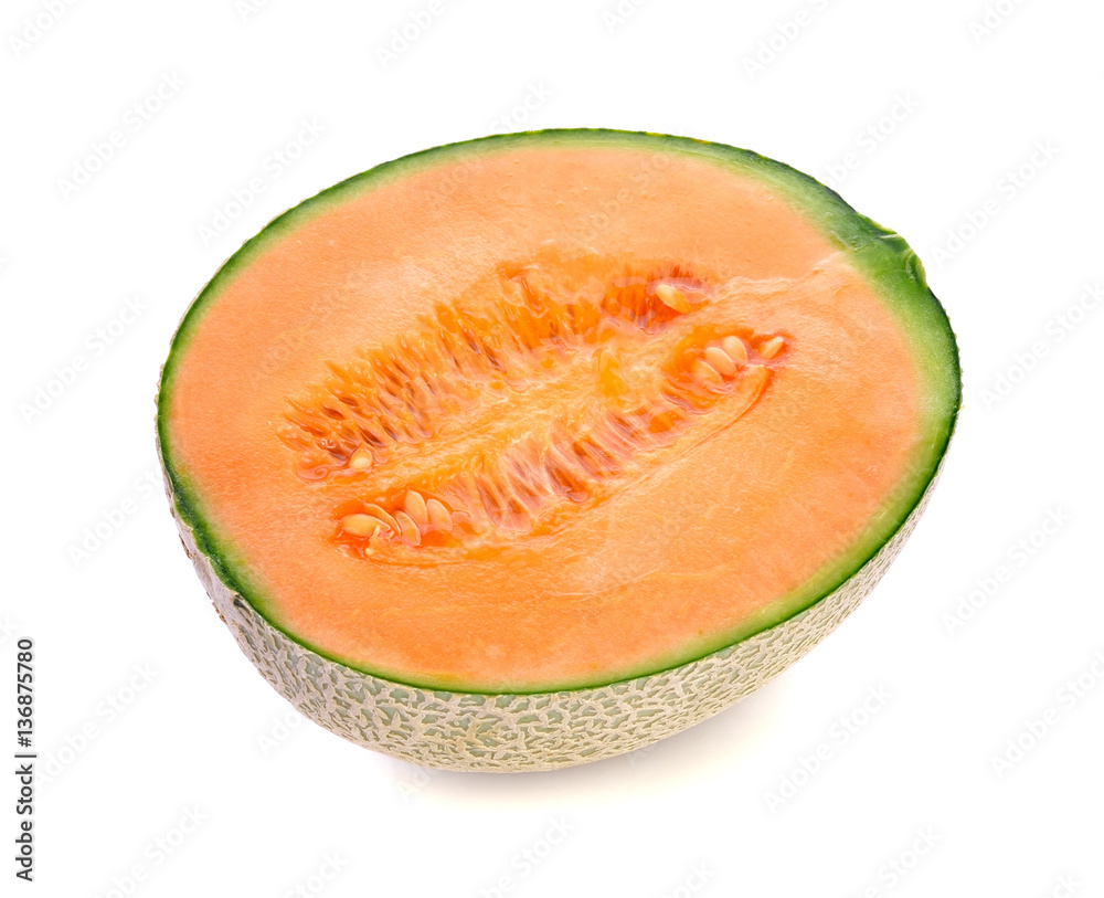 cantaloupe melon in isolated white background